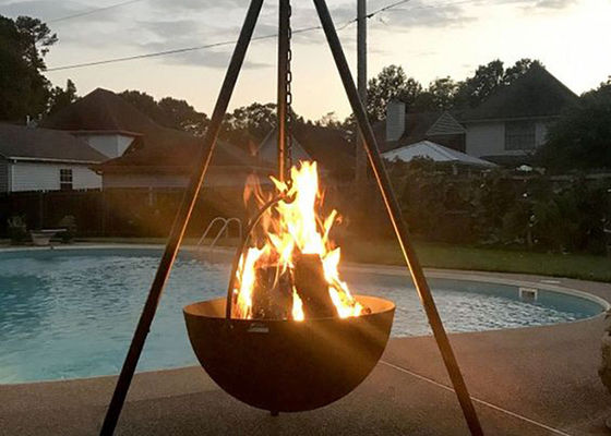 Outdoor Camping Hemisphere BBQ Grill , Hanging Fire Pit Bowl
