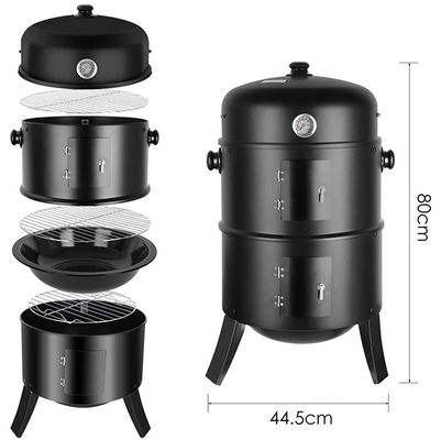 Smoker Barbecue 3 In 1 Multifunction Portable Charcoal Bbq Grill 18&quot; Height